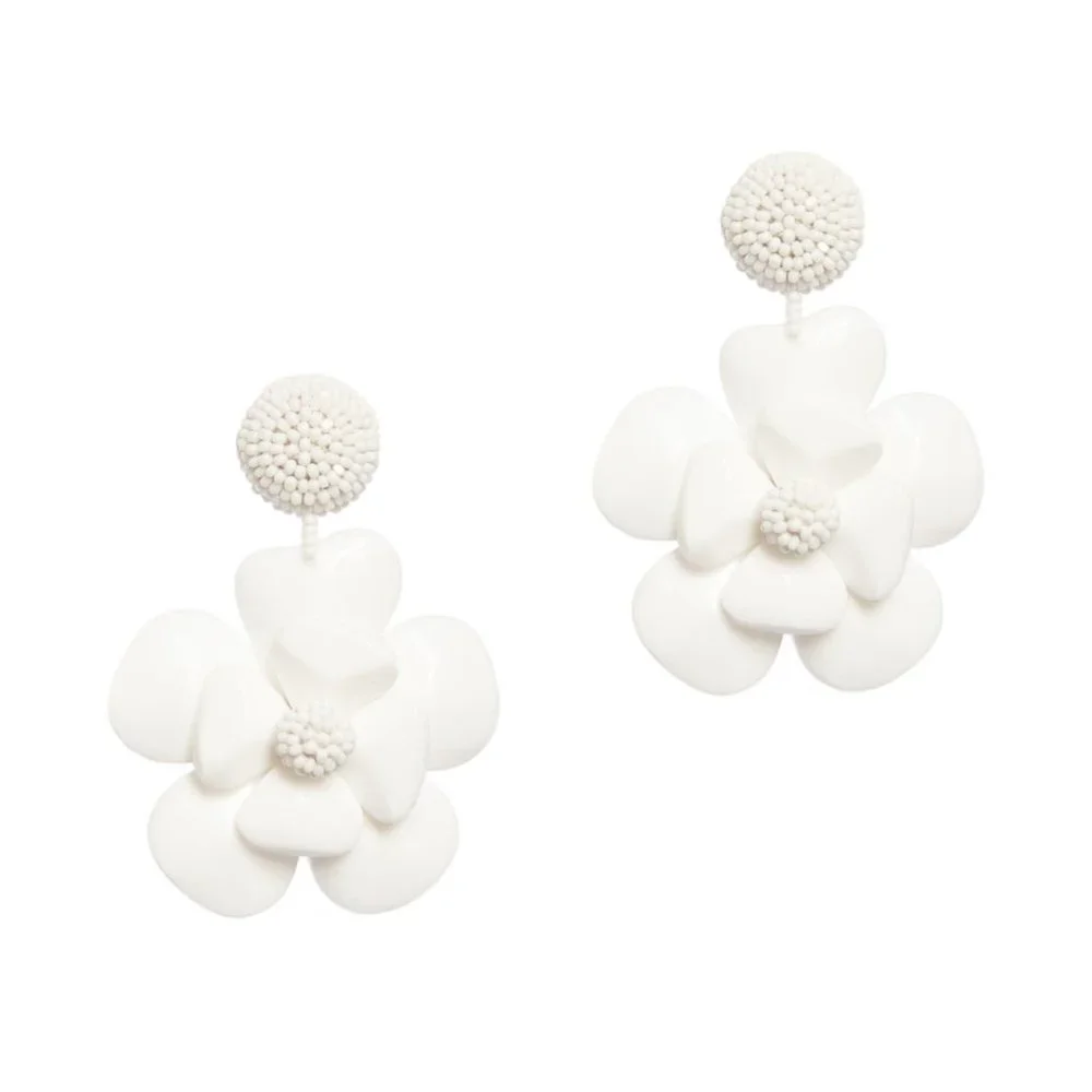 Sachin & Babi White Plastic Flower Earrings EUC - Picture 11 of 11